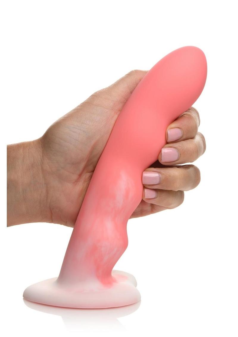 Simply Sweet Wavy Silicone Dildo - Pink/White