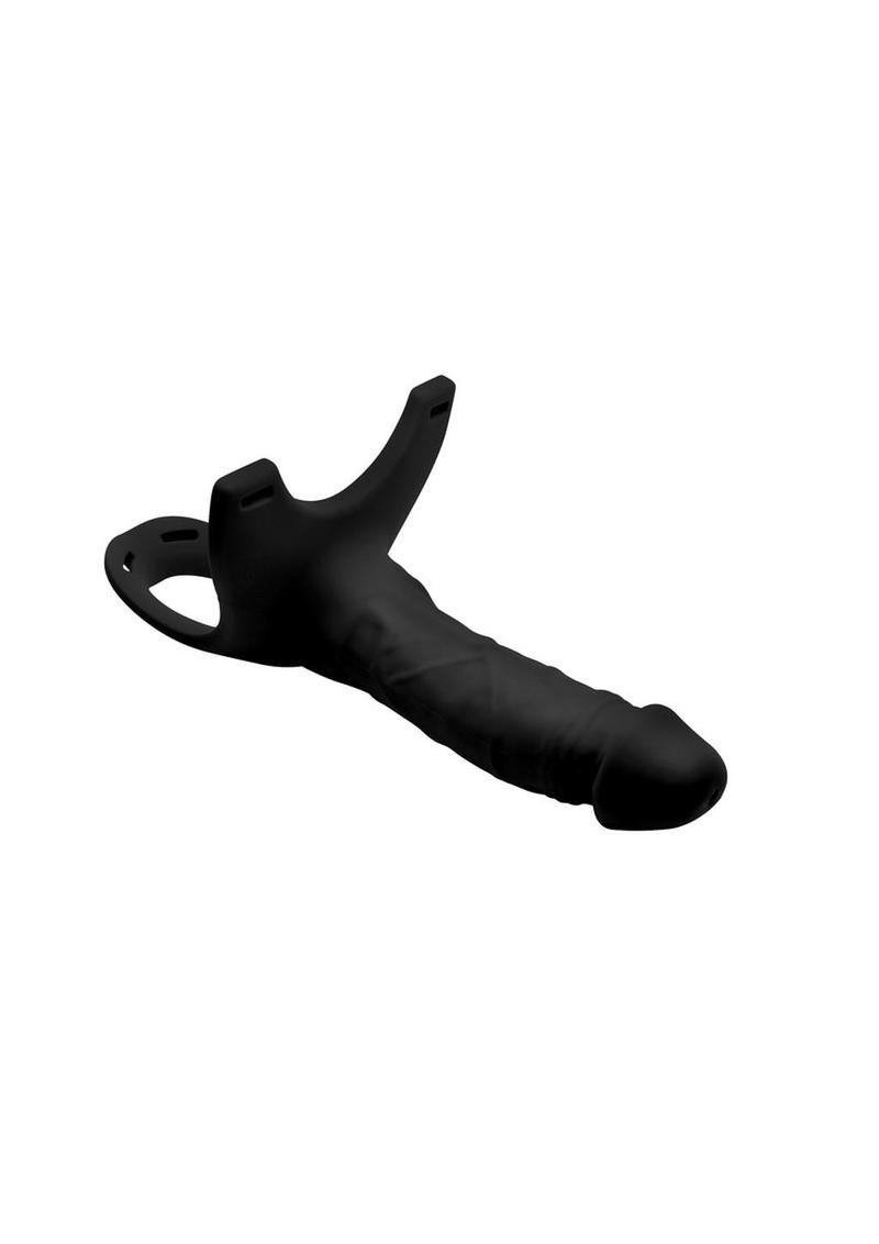 Size Matters Hollow Silicone Dildo Strap-On - Black