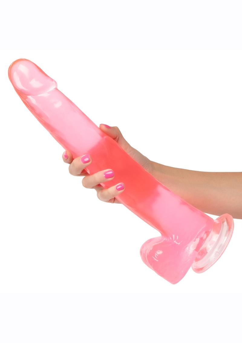 Size Queen Dildo with Balls - Pink - 12in