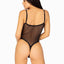 Snap Crotch Mesh Cami Bodysuit with Adjustable Straps and Thong Back - Black - Large/Medium