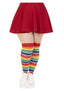 Spandex Acrylic Rainbow Striped Thigh Highs - 1x-2x - Multicolor