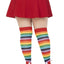 Spandex Acrylic Rainbow Striped Thigh Highs - 1x-2x