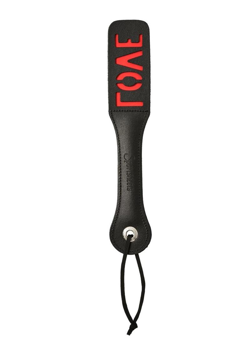 Sportsheets Leather Love Impression Paddle - Black - 12in