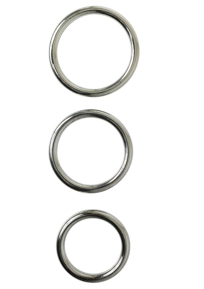 Sportsheets Metal O Ring Cock Ring - Metal/Silver - 3 Pack