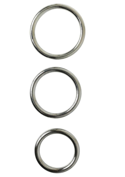 Sportsheets Metal O Ring Cock Ring - Metal/Silver - 3 Pack