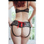 Sportsheets Platinum Lace Corset Strap-On Adjustable Harness - Black/Silver