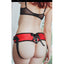 Sportsheets Sunrice Lace Corsette Strap-On Adjustable Harness - Black/Red