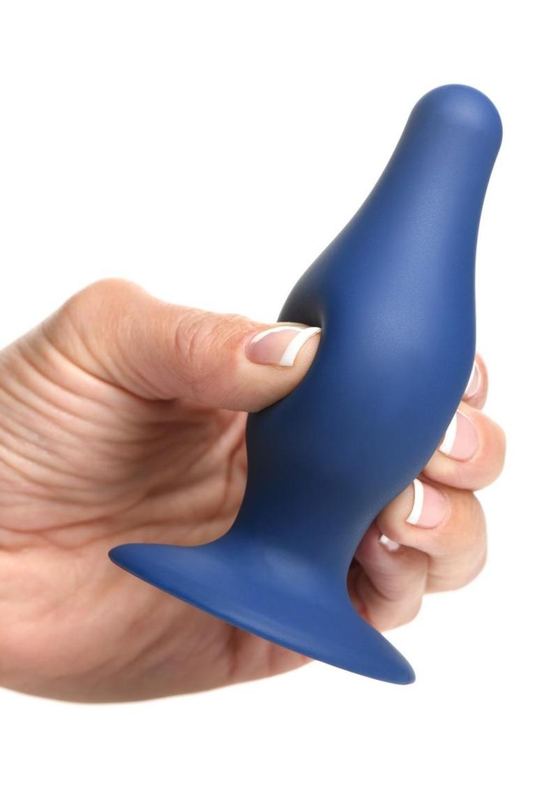 Squeeze-It Squeezable Silicone Tapered Anal Plug - Blue - Large