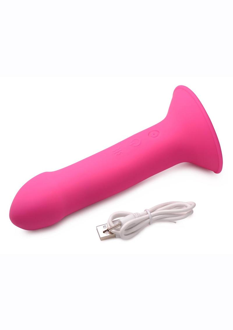 Squeeze-It Vibrating Squeezable Rechargeable Silicone Phallic Dildo - Pink