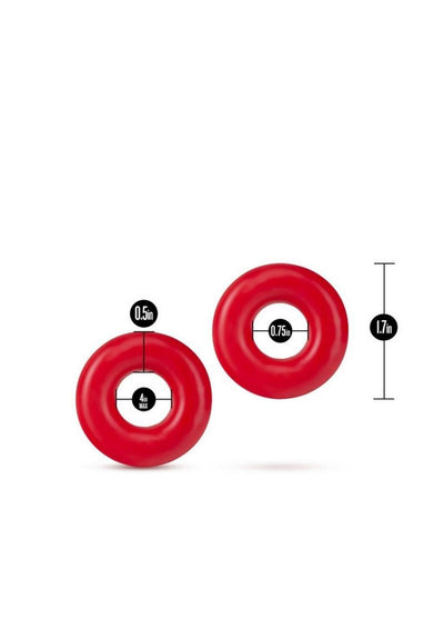 Stay Hard Donut Cock Rings Oversized - Red - 2 Pack