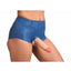 Strap U Booty Shorts Strap-On Harness with Dildo - Blue/Vanilla - Large - 6in
