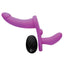 Strap U Double Take Double Penetration Rechargeable Silicone Vibrating Strap-On Harness - Purple