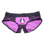 Strap U Lace Envy Lace Crotchless Panty Harness - Black/Purple - 3XLarge