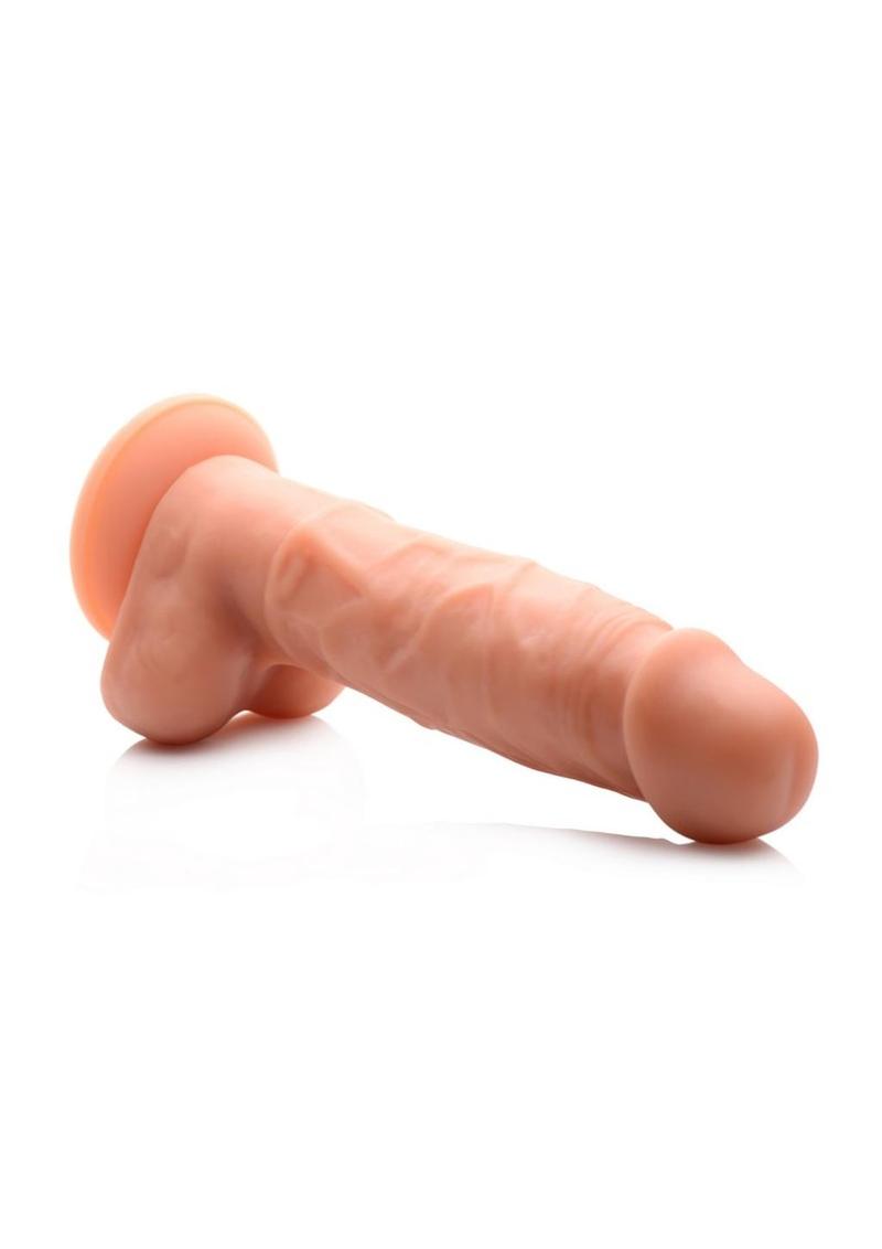 Strap U Silicone Dildo with Balls - Flesh/Vanilla