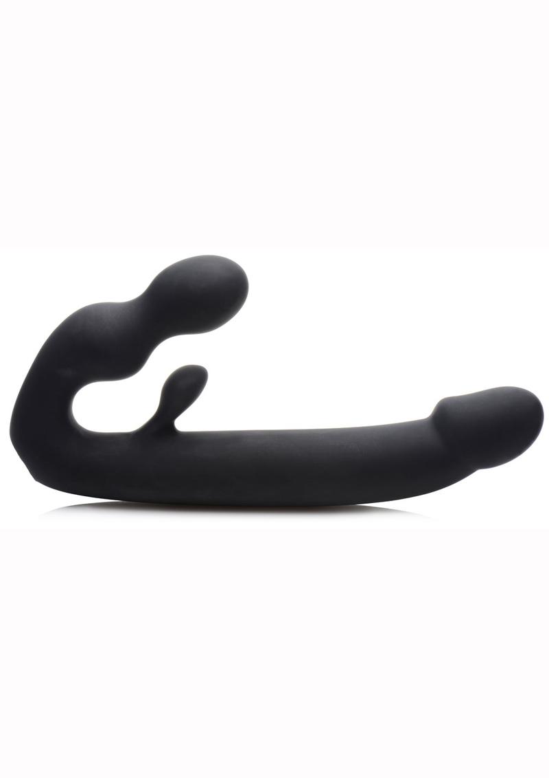 Strap U Tri-Volver Rechargeable Silicone Strapless Strap-On - Black