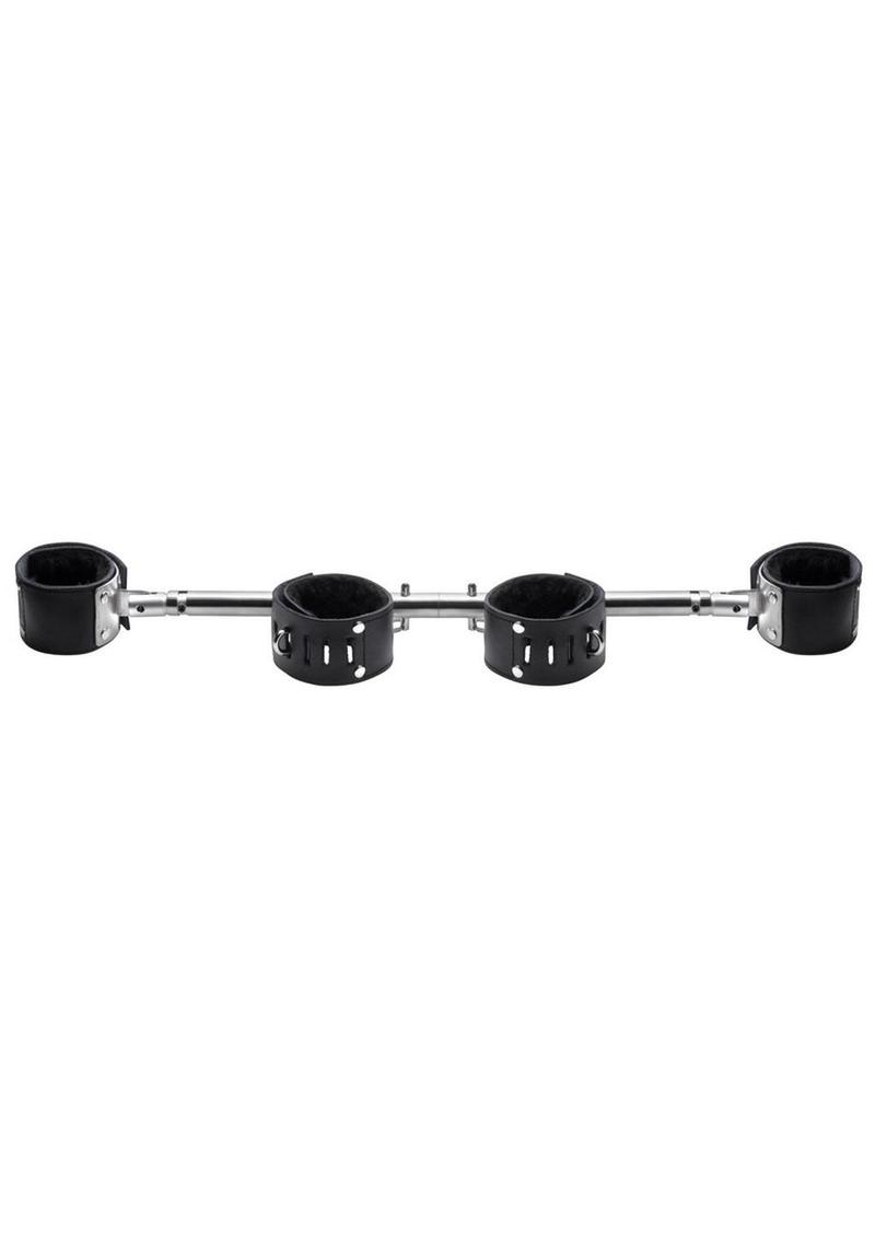 Strict Leather Adjustable Swiveling Spreader Bar with Leather Cuffs