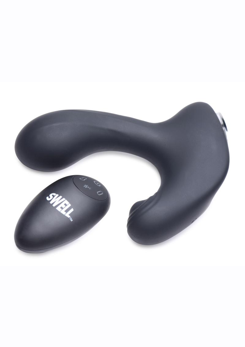 Swell 10x Inflatable and Tapping Rechargeable Silicone Prostate Vibrator with Remote Control - Black