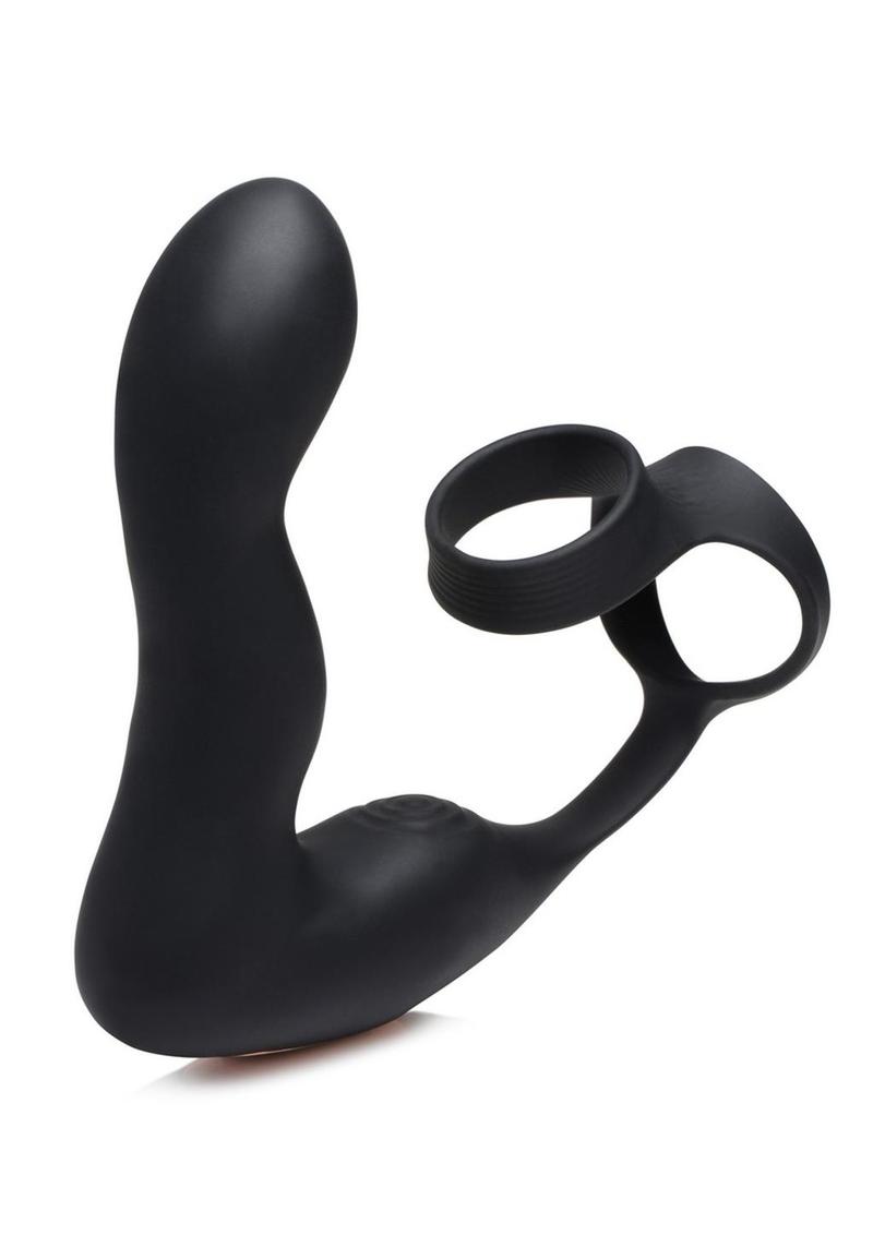 Swell Rechargeable Silicone Inflatable 10x Vibrating Prostate Plug with Cock and Ball Ring and Remote Control