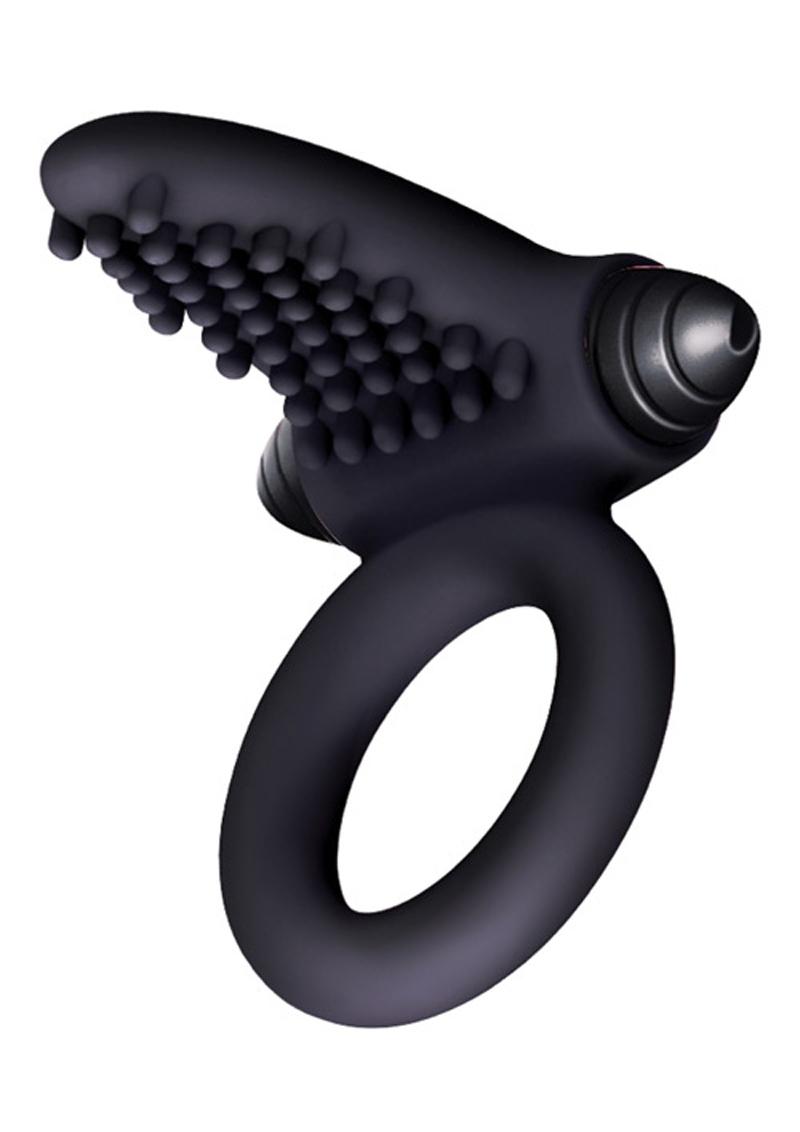 The 9's - S-Bullet Ring Tongue Silicone Vibrating Cock Ring