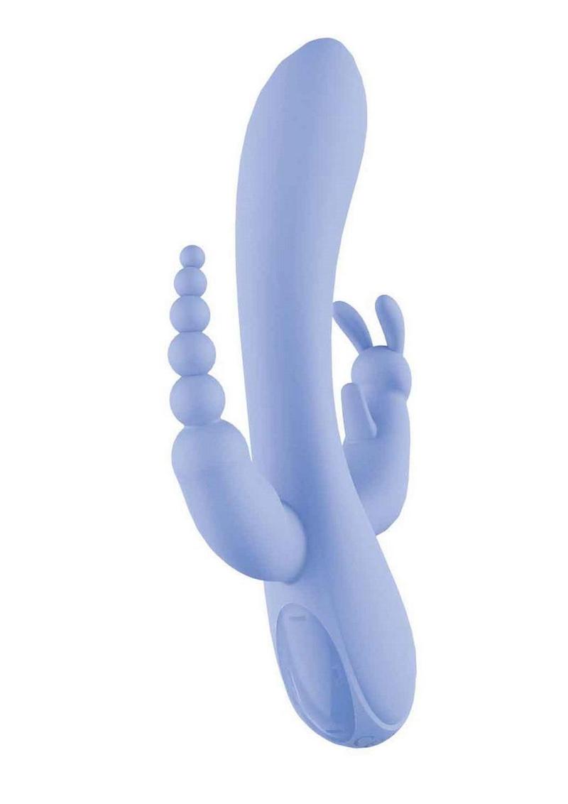 The Beat Trifecta Rechargeable Silicone Multifunction Rabbit Vibrator - Purple/Violet