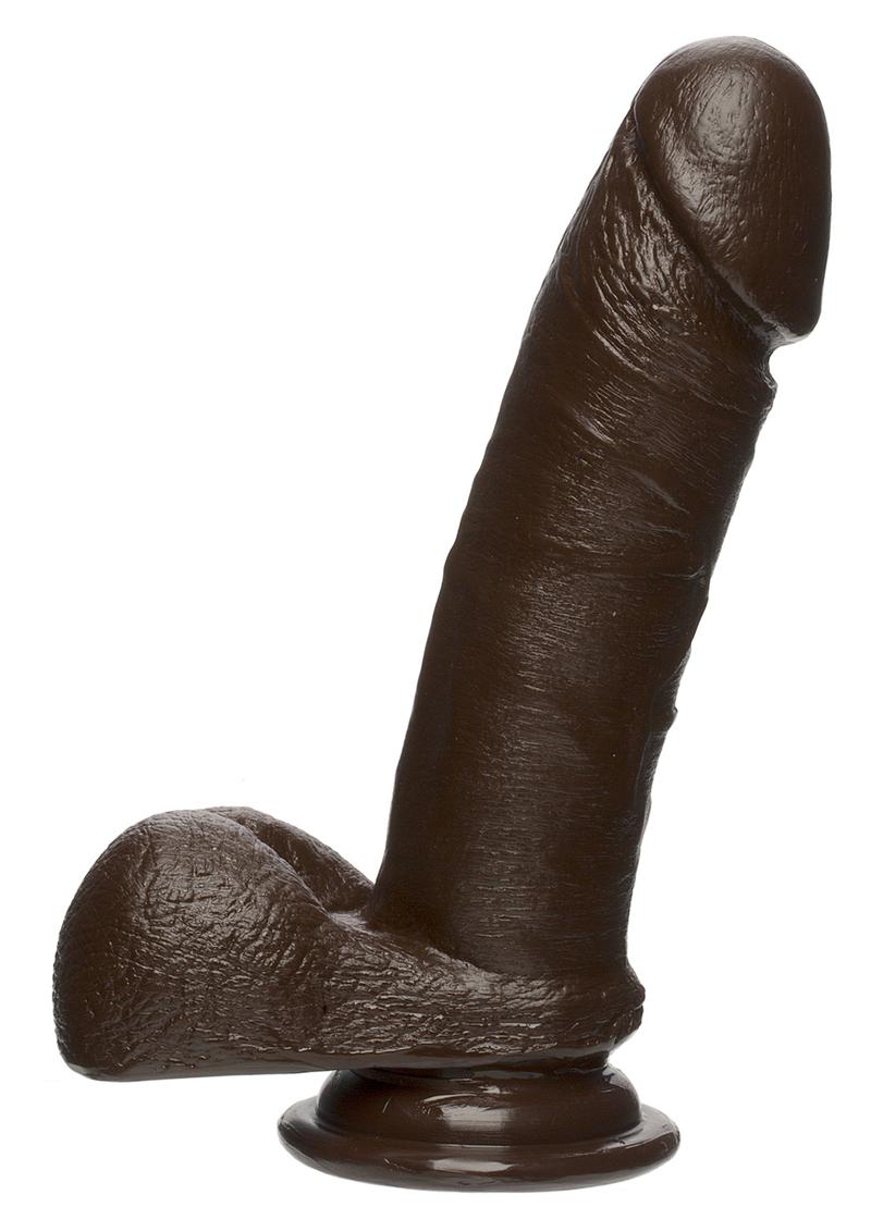 The D Perfect D Firmskyn Dildo with Balls - Black/Chocolate - 7in