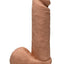 The D Perfect D Ultraskyn Vibrating Dildo with Balls - Caramel - 8in