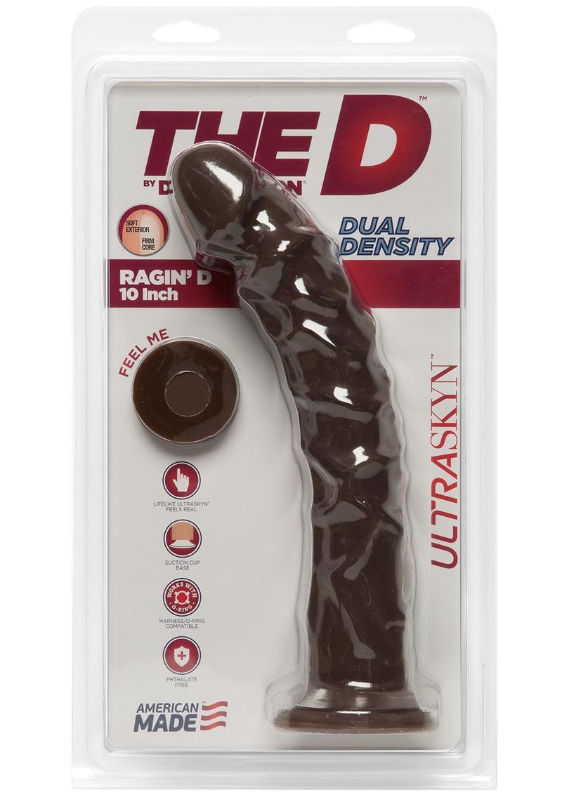 The D Ragin D Ultraskyn Dildo - Black/Chocolate - 10in