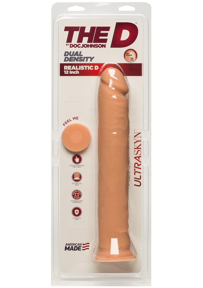 The D Realistic D Ultraskyn Dildo - Flesh/Vanilla - 12in