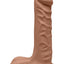 The D Super D Ultraskyn Dildo with Balls - Brown/Caramel - 8in