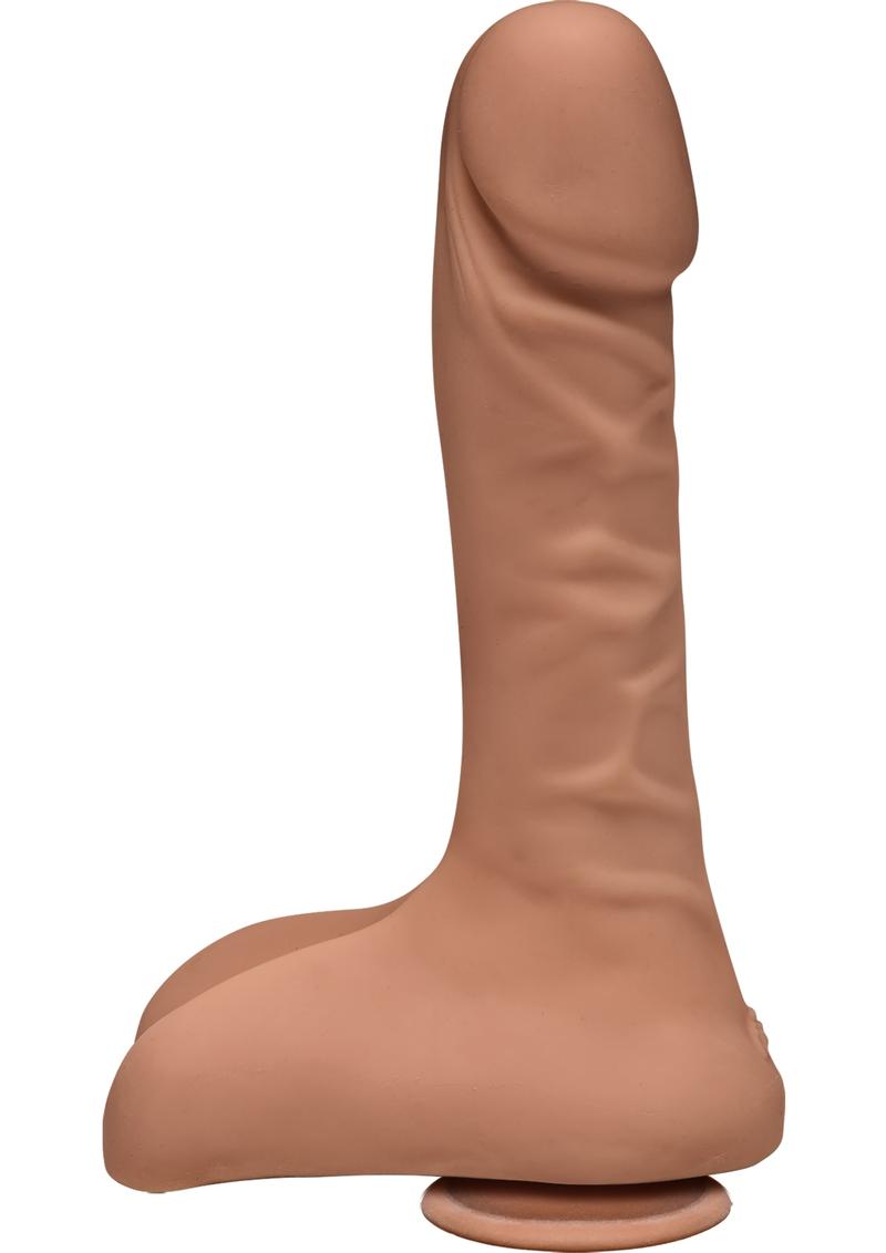 The D Super D Ultraskyn Dildo with Balls - Caramel - 9in