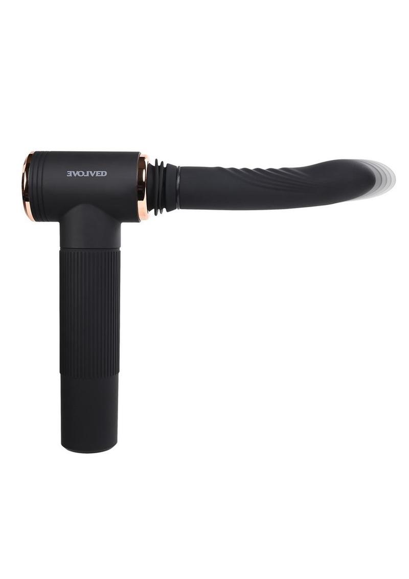 Too Hot to Handle Rechargeable Silicone Thrusting Vibrator with Suction Cup - Black/Rose Gold