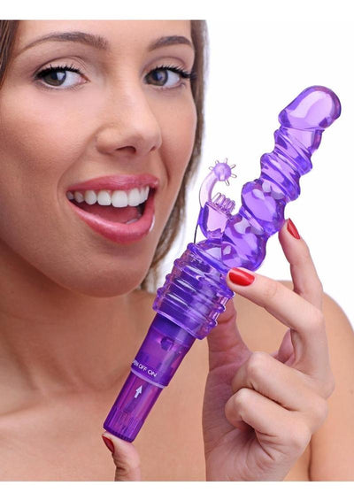 Trinity Vibes Royal Rocket Ribbed Rabbit Vibrator - Purple