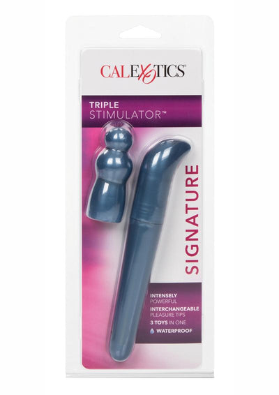 Triple Vibrating G-Spot Stimulator with Pleasure Tips - Blue