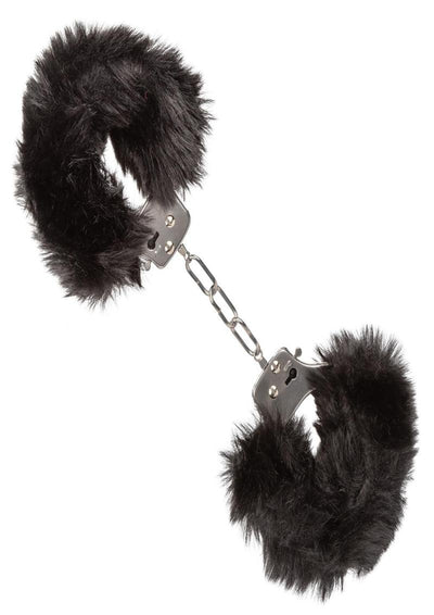Ultra Fluffy Furry Cuffs - Black/Metal