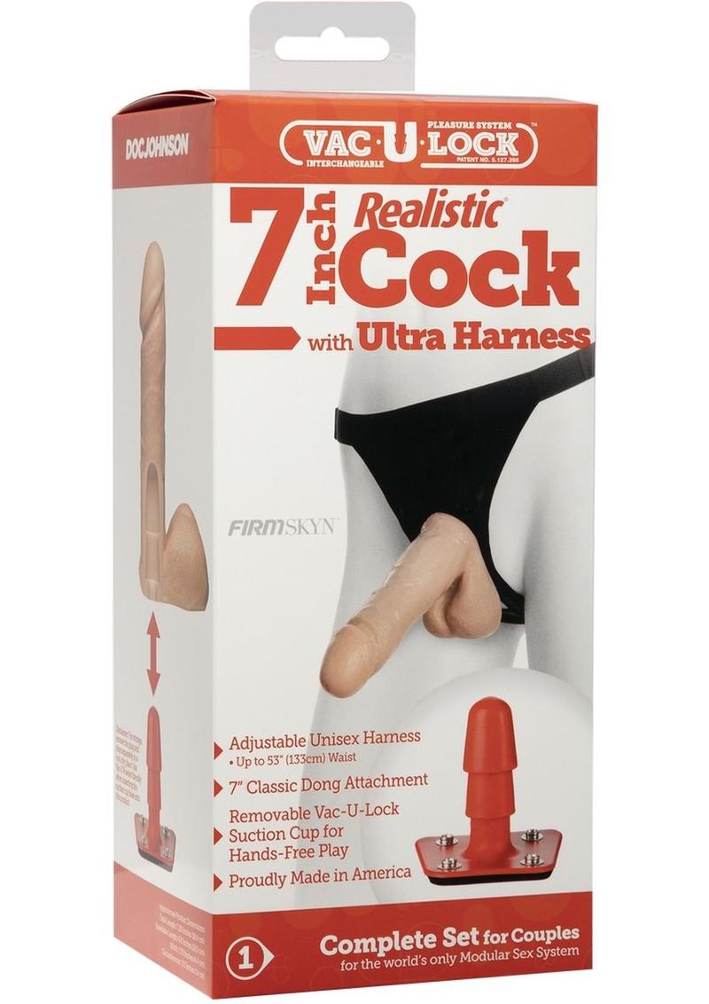 Vac-U-Lock Realistic Cock with Ultra Harness - Vanilla - 7in