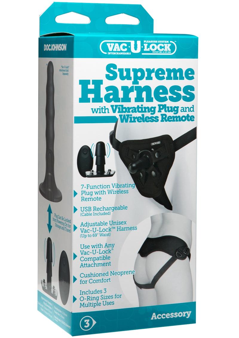 Vac-U-Lock Supreme Harness with Vibrating Plug and Remote Control