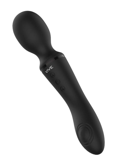 Vive Enora Rechargeable Silicone Double End Pulse Wave Wand and Vibrator - Black