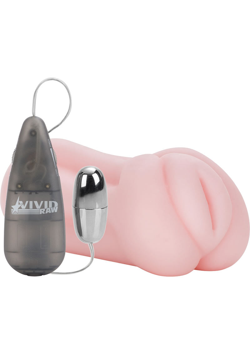 Vivid Raw Cock Tease Vibrating Stroker with Bullet and Remote Control - Pussy
