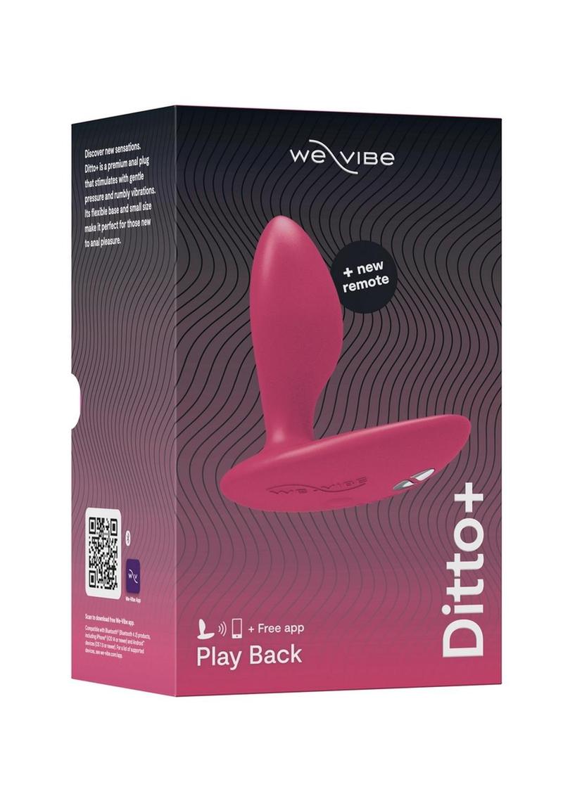 We-Vibe Ditto+ App Compatible Vibrating Rechargeable Silicone Butt Plug with Remote Control - Cosmic - Pink