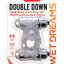 Wet Dreams Double Down Triple Motor Cock Ring with Vibrating Stimulating Tongue Waterproof - Clear