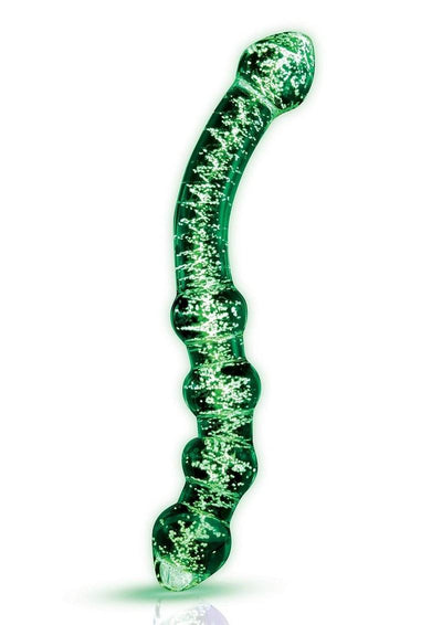 WhipSmart Dual Ended Beaded Glass Dildo - Clear/Glow In The Dark - 6.5in