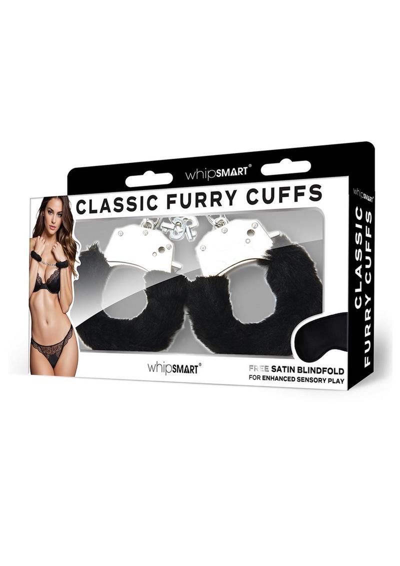 WhipSmart Furry Cuffs with Eye Mask - Black