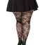 Wild Rose Net Tights - 1x-2x - Black