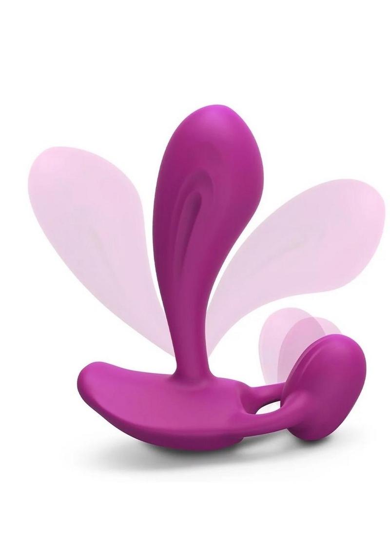 Witty Rechargeable Silicone Vibrator with Clitoral Stimulator - Sweet Orchid - Magenta/Purple