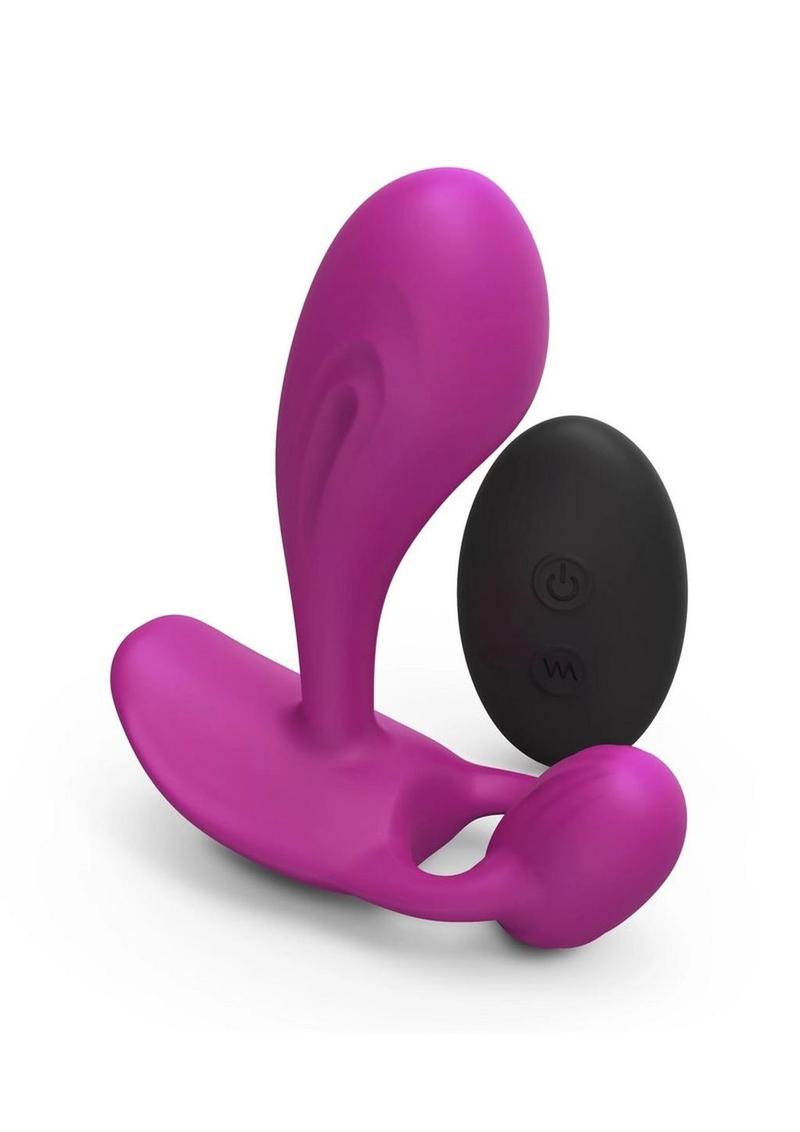 Witty Rechargeable Silicone Vibrator with Clitoral Stimulator - Sweet Orchid