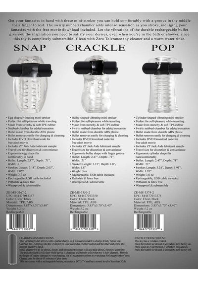 Zero Tolerance Pop Compact Textured Stroker with Rechargeable Bullet and DVD Download - Black/Clear