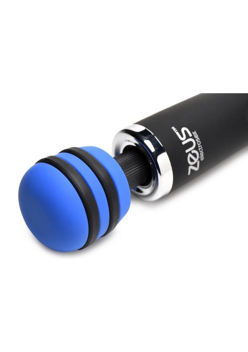 Zeus Electrosex E-Stim Vibrating Silicone Wand Massager - Black/Blue