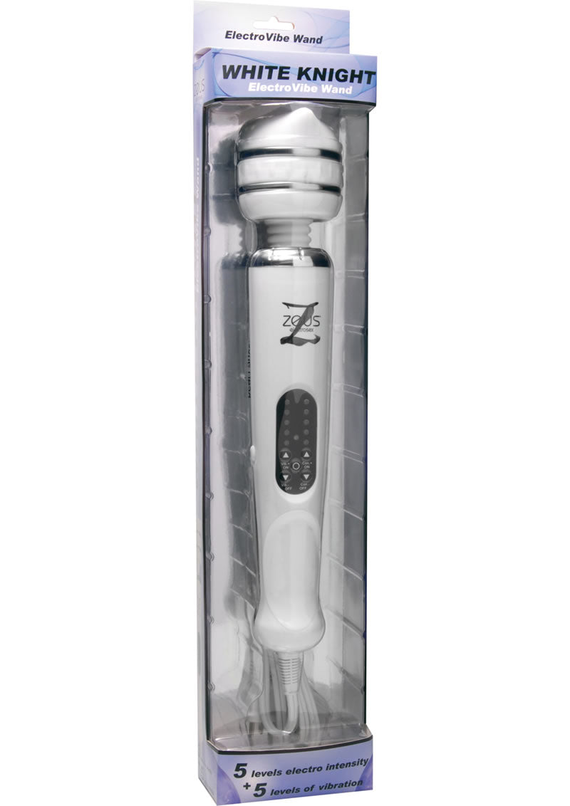 Zeus Electrosex White Knight Electro Silicone Wand Massager - White