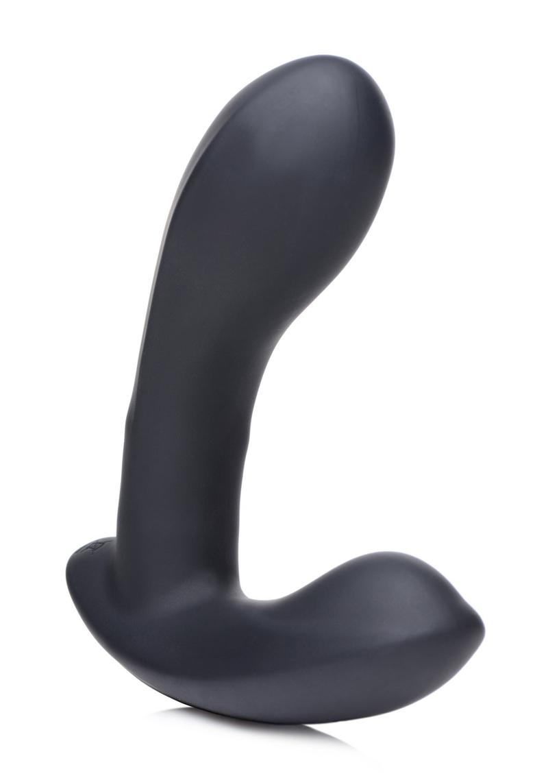 Zeus Vibrating and E-Stim Silicone Rechargeable Prostate Massager with Remote Control - Black